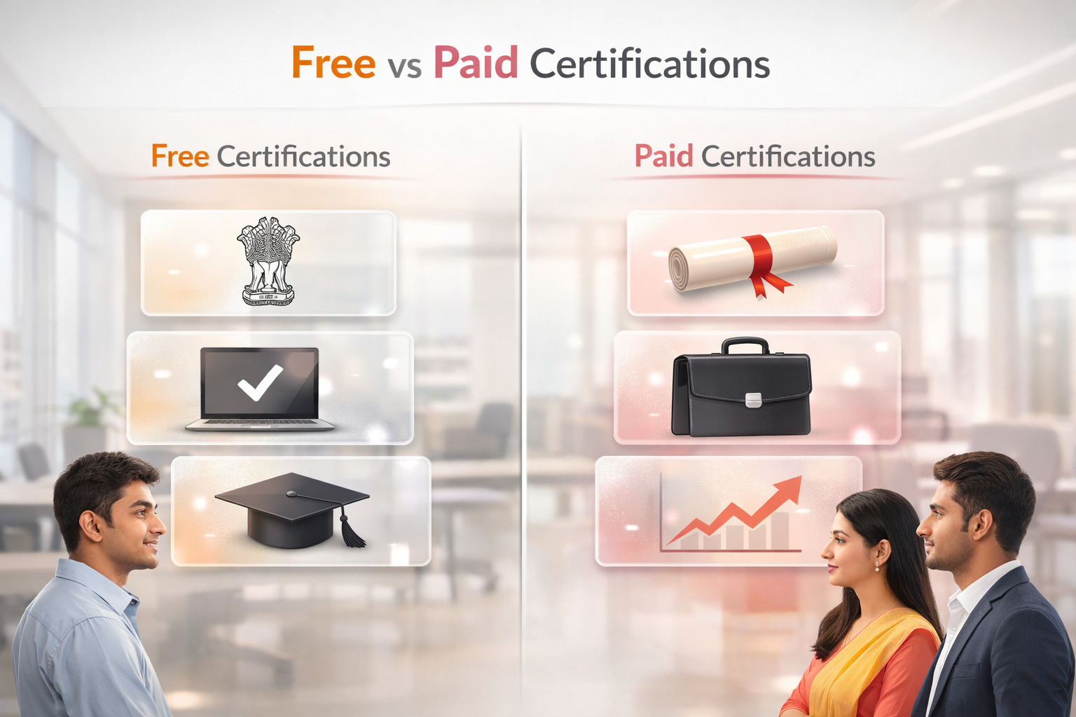 Free vs paid certifications comparison for Indian job market